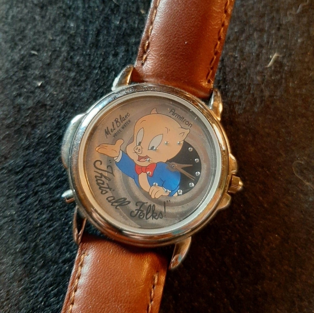 Looney toons Mel Blanc porky pig voice watch